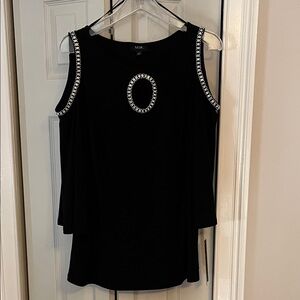 MSK Cold Shoulder Top with Silver Accents